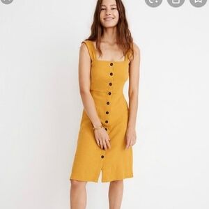 Madewell Texture & Thread Button Tank Yellow Dress